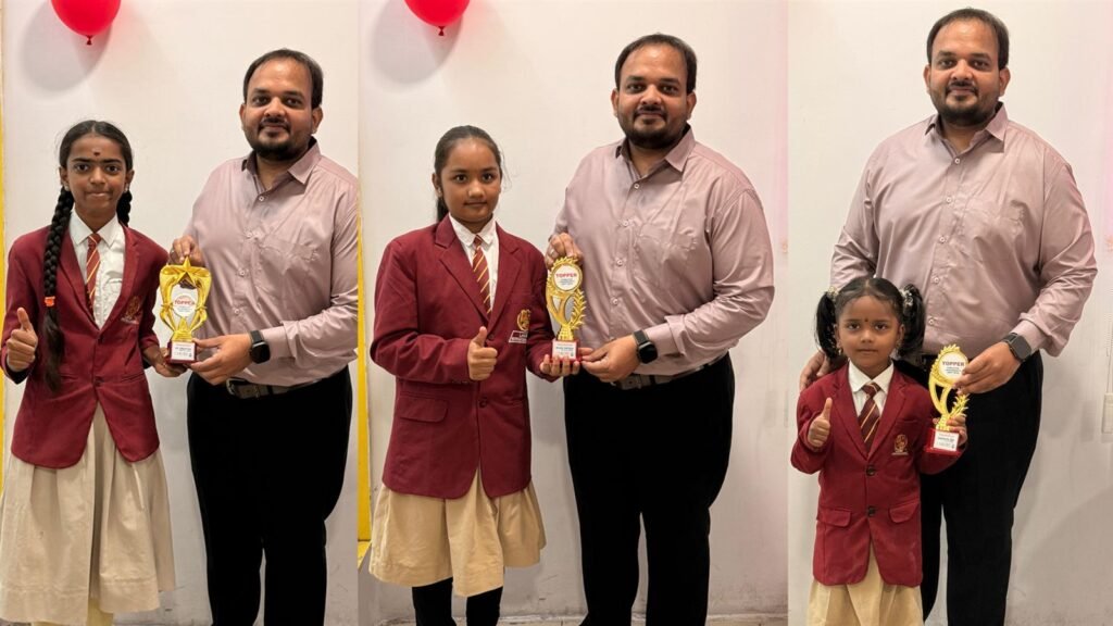 PTM 2 at LAKSH Kisannagar - FA-2 toppers receive Topper trophies from the school management