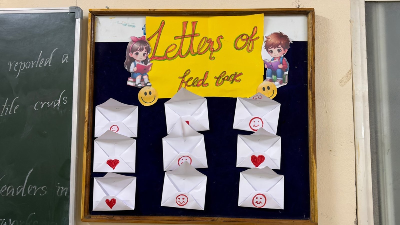 Letters of Feedback board where parents left written feedback at PTM 3, LAKSH Kisannagar
