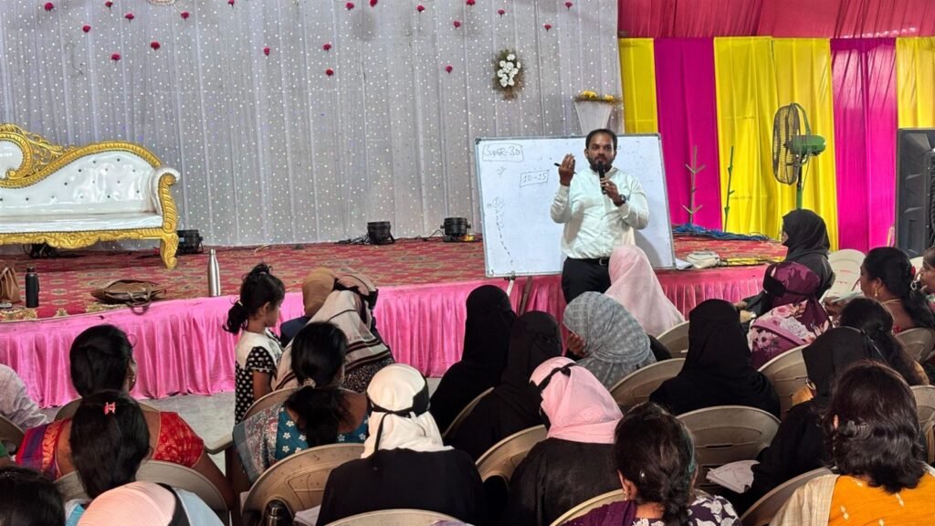 Dr. Mohammad Mustaq Ali, Chairman of LAKSH Group of Schools, leading the teacher training session at Royal Garden, Karimnagar